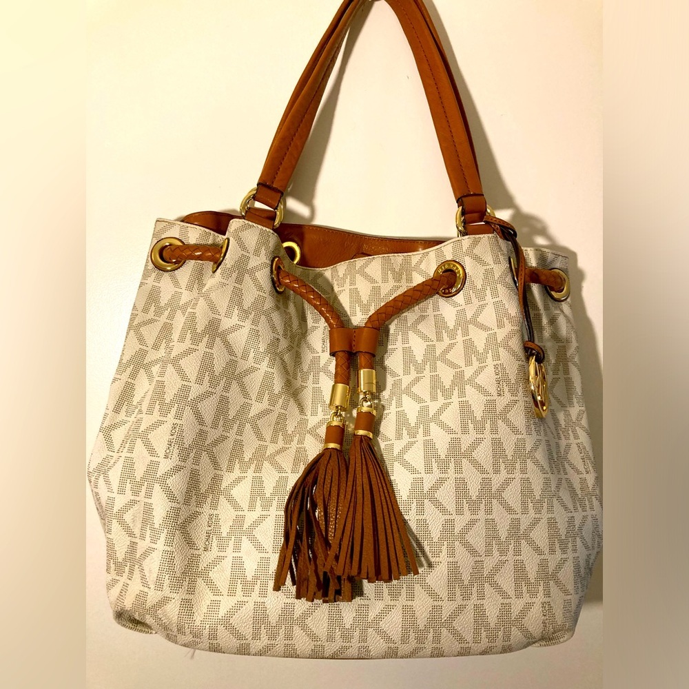 Michael Kors, Mk Signature Drawstring Bucket Bag … - image 2